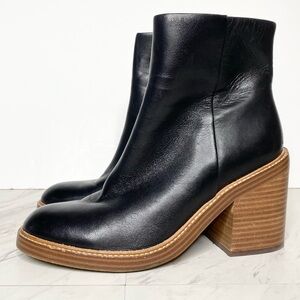 Marc Fisher Haleena Black Leather Heeled Bootie 8M